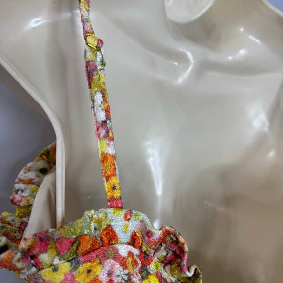 Anthropologie Hutch Bustier Sweetheart Midi Dress Floral Ruffle Orange Women's S - Picture 11 of 15